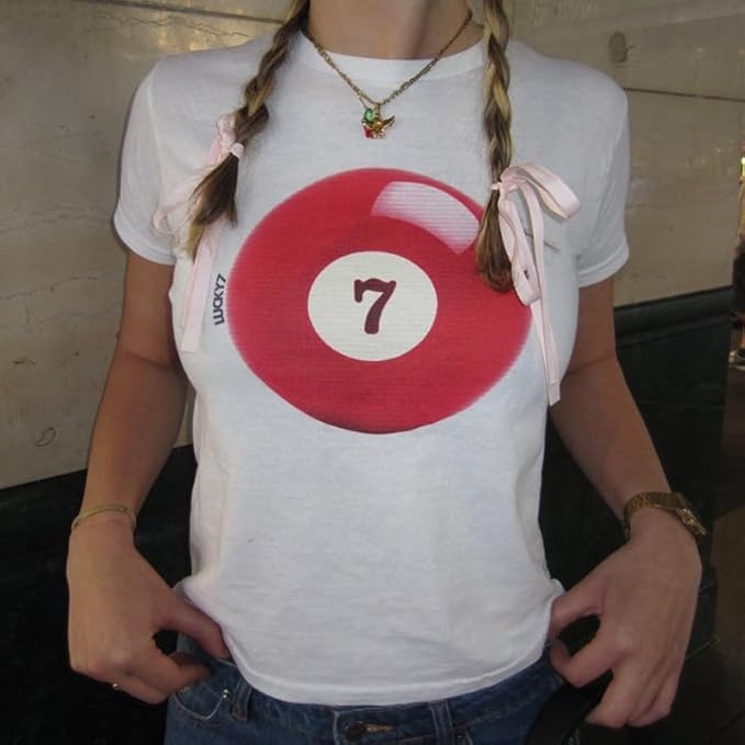 Baby Tees Y2k Shirt 2000s Fashion Cute Shirts 90s Outfit Woman Graphic Tees Y2k Vintage Clothes