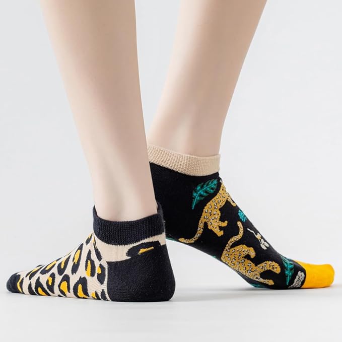2 Pairs Funny Cartoon Animal Print Cotton Ankle Socks for Women Teens