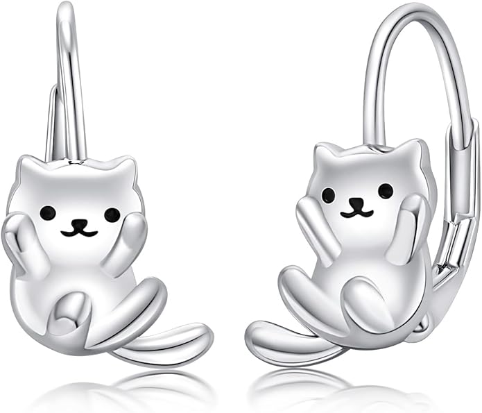 925 Sterling Silver Cat Earrings Cute Animal Kitten Stud Earrings cat Jewelry Gifts for Women Girls Hypoallergenic Earrings for Sensitive Ears