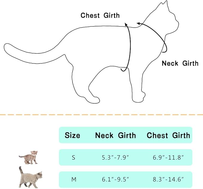 Cat Harness and Leash Escape Proof, Adjustable Cat Leash and Hareness Set for Cats Walking and Small Dogs, Durable Cat Vest with Reflective Strap Comfort Fit for Indoor and Outdoor Use