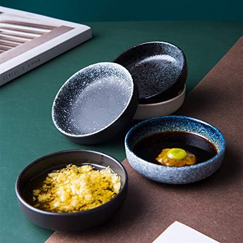3.5 Inch Japanese Style Classic Porcelain Side Dish Bowl Seasoning Dishes Soy Dipping Sauce Dishes-Set of 6-Blue