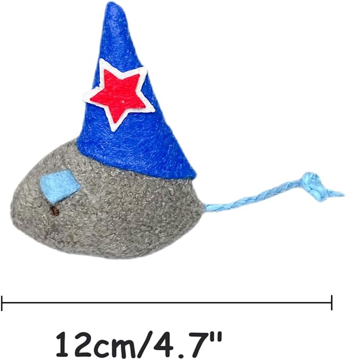 6-Pack Christmas Catnip Mouse Toy Set for Cats - Festive Red & Blue Star Hats, Perfect for Holiday Fun and Gifts