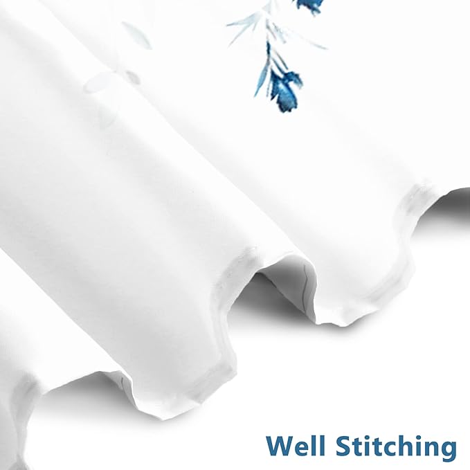 AWERT Blue Plants Shower Curtain with Hooks Watercolor Leaves Shower Curtain for Bathroom Waterproof Bathroom Accessories Bathtub Decor 48x72inch