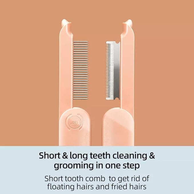 2-Sided Pet Grooming Brush for Dogs & Cats, Self-Cleaning Sliver Brush for pet - Comb for Grooming Long Haired & Short Haired Dogs, Cats, Rabbits & More - Deshedding Tool, Cat Brush (White)