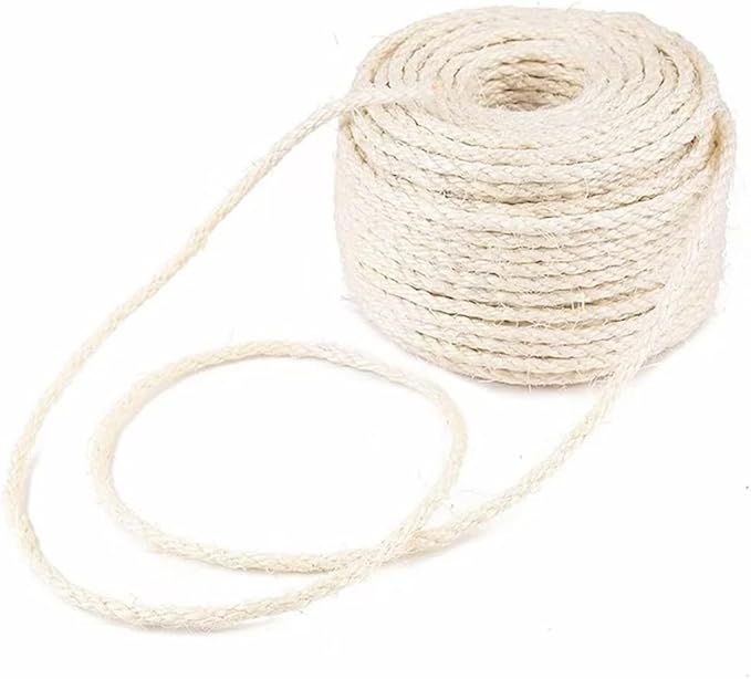 Cat Natural Sisal Rope for Replacement Scratching Posts,Sturdy Hemp Rope for Repairing Modern Cat Trees,6mm Diameter Sisal Rope Can DIY for Furniture Protection from Cats Scratch