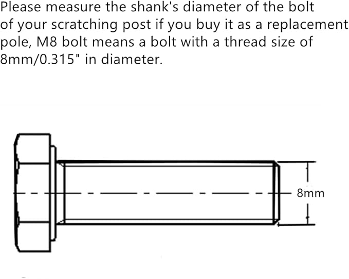 SHENGOCASE 2-Pack 15" L, Ø 3.15" Cat Tree Replacement Post with M8 Bolt, Cat Tower Relacement Post, DIY Cat Scratching Post Replacement Part Pole