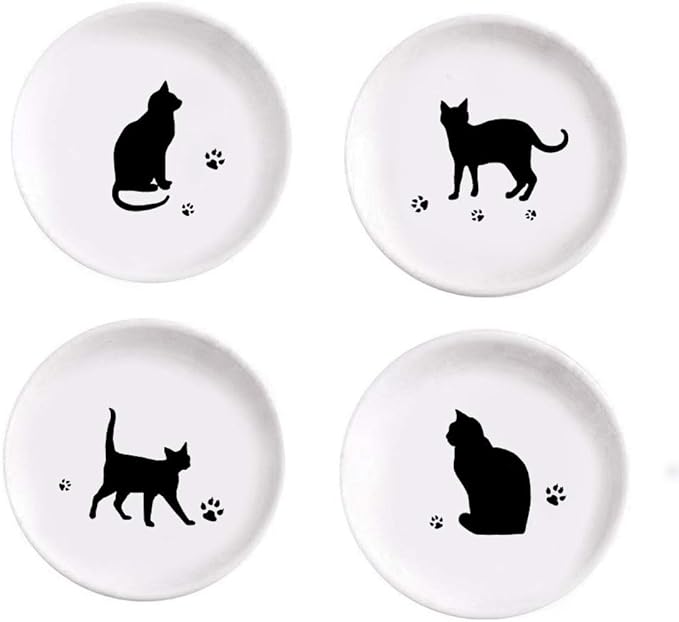4pcs Ceramic Cat Dinner Plates Seasoning Dishes Appetizer Plates Dipping Bowl