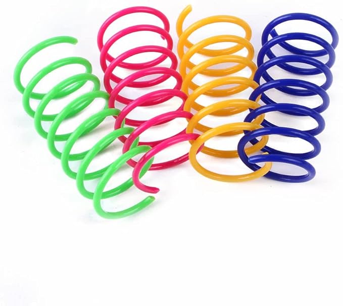 80 Pack Cat Spring Toys, Durable Plastic Coils for Indoor Active - Colorful 1 Inch Spirals Spring Fitness Play for Cat Kitten Pets (multicolor-80Pack)
