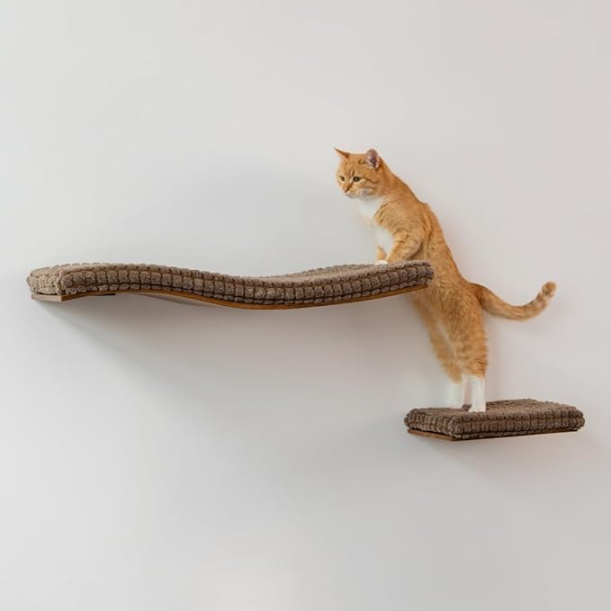 Cat Wall Furniture, Wall Mounted Cat Shelf, Cat Window Perch, Cat Shelves, Cat Wall Bed, Cat Steps for Wall, Cat Playground, Cat Wall Set Brown Cat Waved Shelf Cat Step