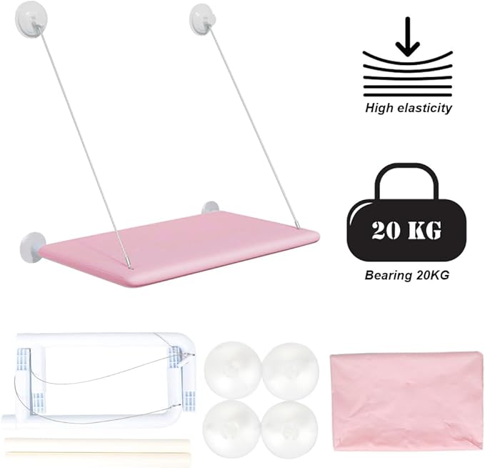 Cat Window Perch Hammock Window Seat-Large Cat Hammocks Bed for Indoor Cats with 4 Strong Scution Cups,Kitty Sunny Bed Window Sill Shelf Sturdy Resting Seat Holds Up 40lbs Pet Hammocks