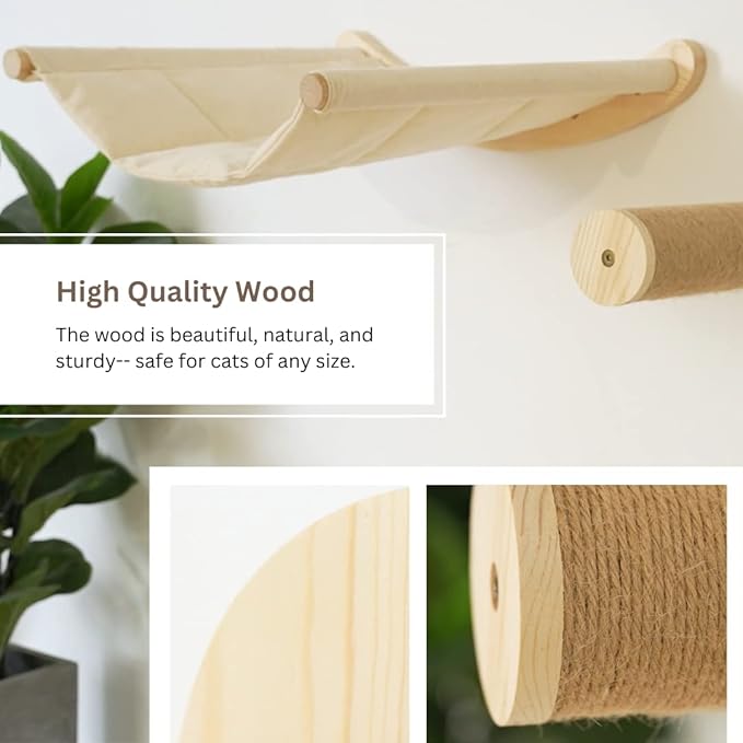 Cat Wall Hammock with Steps | Mounted Wall Furniture of Cats | Perches and Pet Bed for Large Cats | Strong Pet Hammock Set for Cats | Cat Wall Shelves