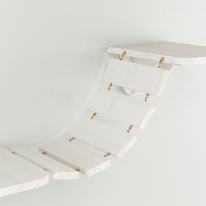 TRIXIE Wall Mount Cat Bridge, Three Platforms Linked by Bridge, White