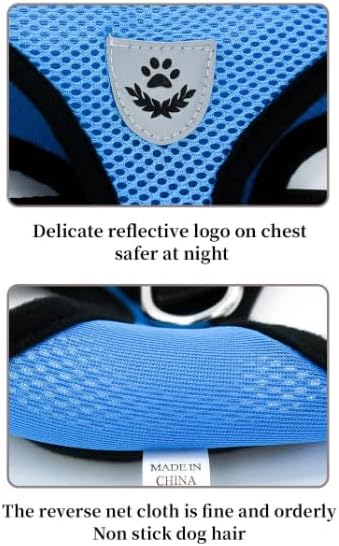 Step-in Dog, Cat, and Puppy Harness and Leash | All Weather Mesh | Reflective Harness & Leash for Small Dogs and Cats (Blue, Small)