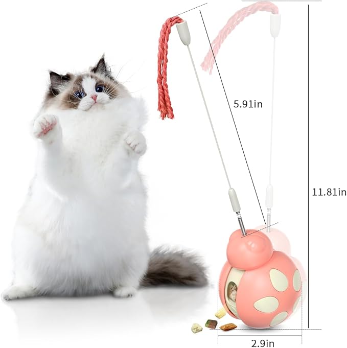 3 in 1 Interactive Cat Toy with Tumbler Cat Toy, Cat Feather Toy, and Cat Food Toy for Indoor Cats - Best Cat Dancer Wire Toy for Training and Iq Increase and Reliving Anxiety