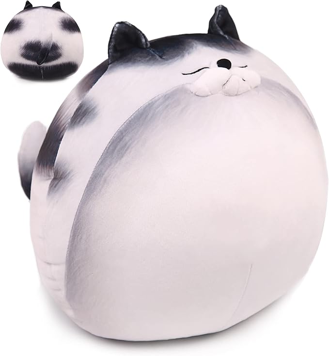 ARELUX 18In High Chubby Cat Plush Pillow, Cute Fat Kitty Cat Stuffed Animal Soft Kitten Adorable Hugging Pillow Anime Plushies,Funny Toy Birthday for Adults Friends