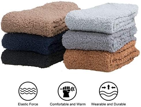6 Pairs Womens Fuzzy Socks Winter Warm Soft Cozy Fluffy Microfiber House Sleeping Slipper Socks Christmas Gifts