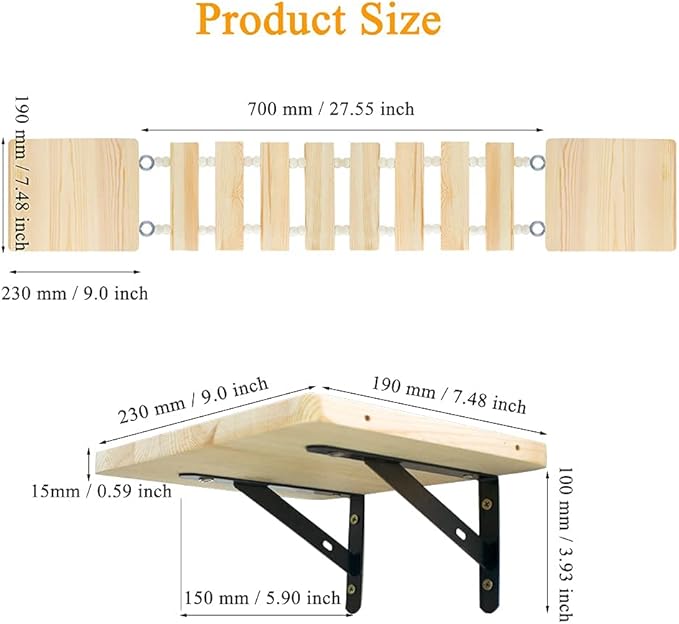 Wooden Cat Wall Steps Handcrafted Wall Mount Cat Perch Climber Tree Shelf Cat Bridge Ladder Kitten Platform Board Climbing Stairs for Wall Mounting Cat Tree Activity Center Pet Play Furniture