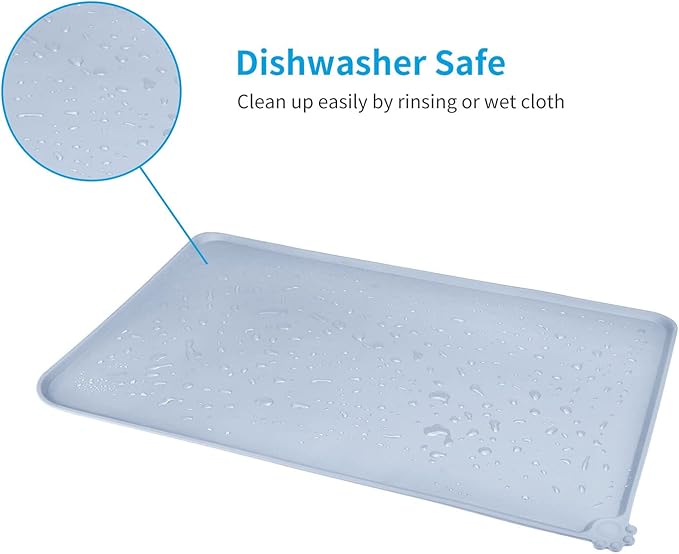 AUDWUD Silicone Waterproof Pet Feeding Mats,Anti Slip Bowl Pad,Dog Mat for Food and Water