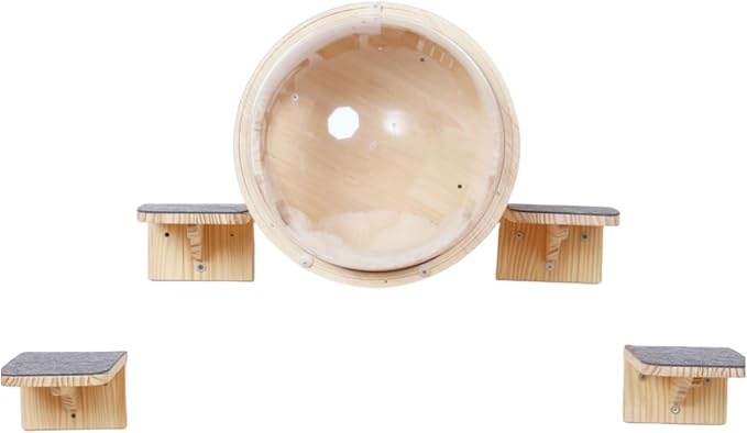 Wall-Mounted Cat Bed Furniture Round Space Capsule Acrylic Cat Perch Steps Cat Wooden Shelf Cat Lover Gift Cat Tree Tower-Classic Style-2