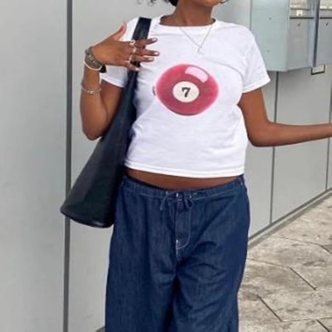 Baby Tees Y2k Shirt 2000s Fashion Cute Shirts 90s Outfit Woman Graphic Tees Y2k Vintage Clothes