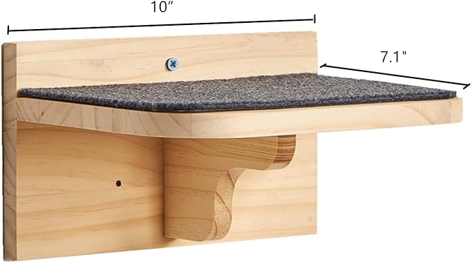 9.8" x 7.1" Solid Wood Wall Mounted Large Cat Step, Cat Wall Furniture, Cat Wall Shelves, Wall Stairs, Wall Perch