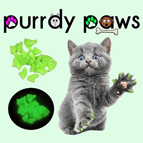 40 Pack Soft Nail Caps for Cat Claws Green Glow in The Dark Kitten