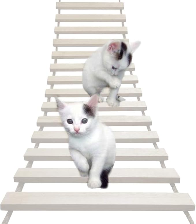 La La Pet® Wood Cat Bridge Ladder Cat Perch Cat Lounge Hammock Mod Cat Shelf Board Cat Climber Tree Tower Cat Condo Kitty Activity Furniture(39.37 x 9.84)