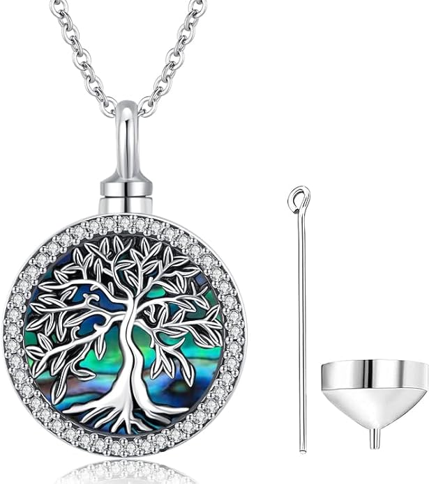 Aniu Cremation Jewelry for Ashes S925 Sterling Silver Urn Necklace Memorial Necklace for Human Ashes of Loved Ones Keepsake Pendant for Men Women