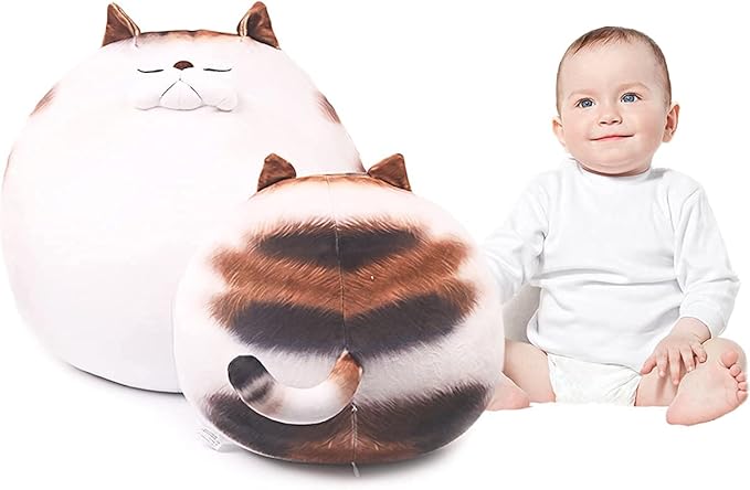 ARELUX 11.8In High Chubby Cat Plush Pillow, Cute Fat Kitty Cat Stuffed Animal Soft Kitten Adorable Hugging Pillow Anime Plushies,Funny Toy Birthday for Adults Friends
