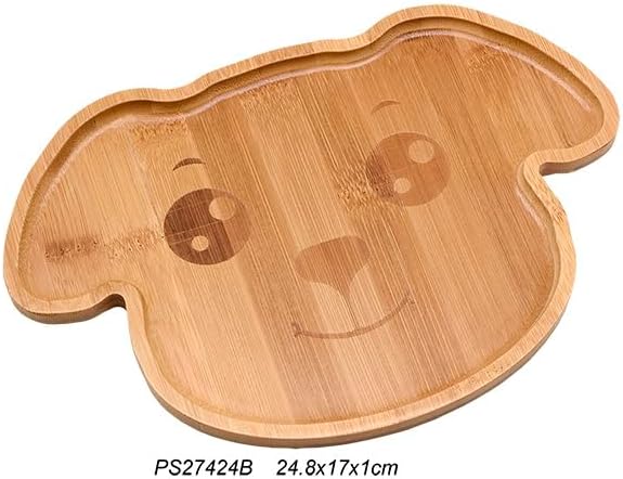 4915, Bamboo Food Plate for Snacks Appetizer Fruit Vegetable | Children Meal Plate | Picnic Kitchen Party | Eco-Friendly Plates, Dog Face Shaped, 9.75"X6.75", 10 Pack