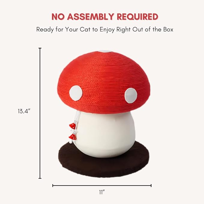 Mushroom Cat Scratching Post - Unique Design, Sisal-Wrapped, Ideal for Medium and Small Cats, No Assembly Required