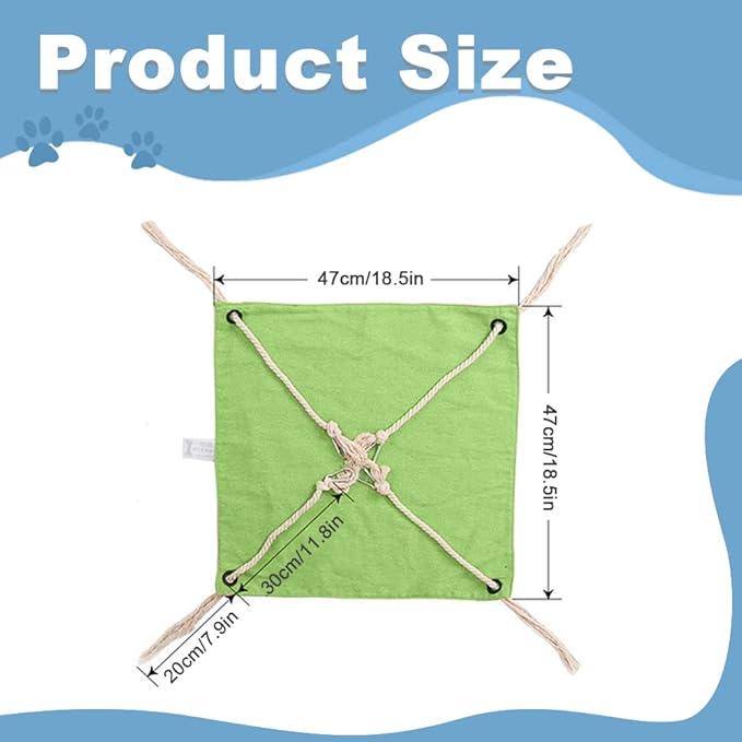 Cat Hammock, Breathable Pet Cage Hammock, Cat Hanging Bed with Metal Carabiners and Tassels, Cat Hanging Hammock for Cage, Hammocks for Kittens, Rabbits, Small Dogs (Light Blue)