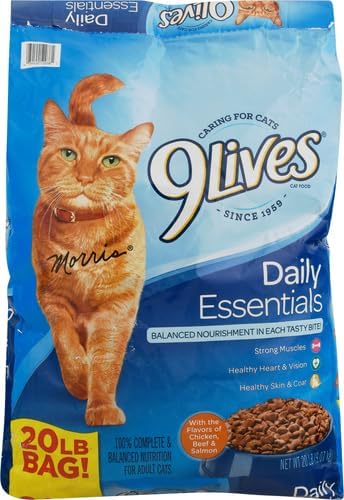 9Lives Daily Essentials Dry Cat Food With Chicken, Beef & Salmon Flavors, 20 lb Bag