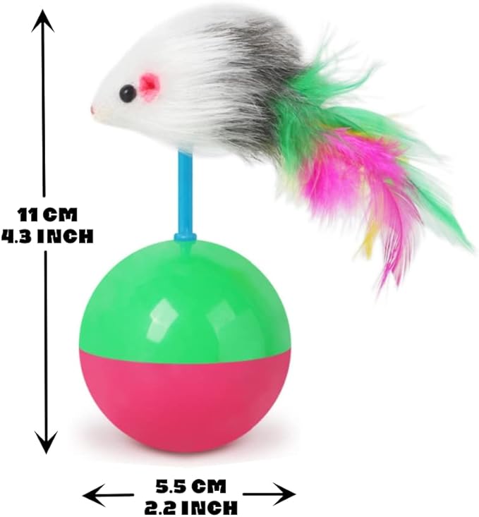 2 PCS Cat Mouse Toy Furry Tumbler Mouse Cat Toy Interactive Cat Stick Interactive Cat Mice Toys Interactive Cat Toy with Sound for Wee Kitten Hunting Exercising Eliminating Boredom for cat