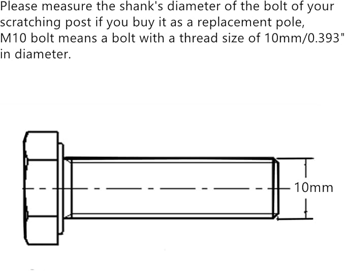 SHENGOCASE 17.7" L, Ø 2.75" Cat Tree Replacement Post Pole with M10 Bolt, Cat Tower Relacement Post, DIY Cat Scratching Post Replacement Part Pole