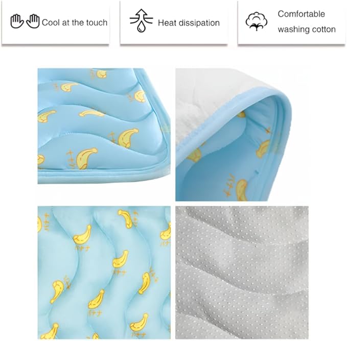 Pet Cooling Mat Cooling Fiber - Washable Non-Toxic Pet Indoor Outdoor Bed, Foldable Pee Pads for Dogs Settle Mat Cooling Dog Blanket Cat Cooling Pad (Blue, Large)