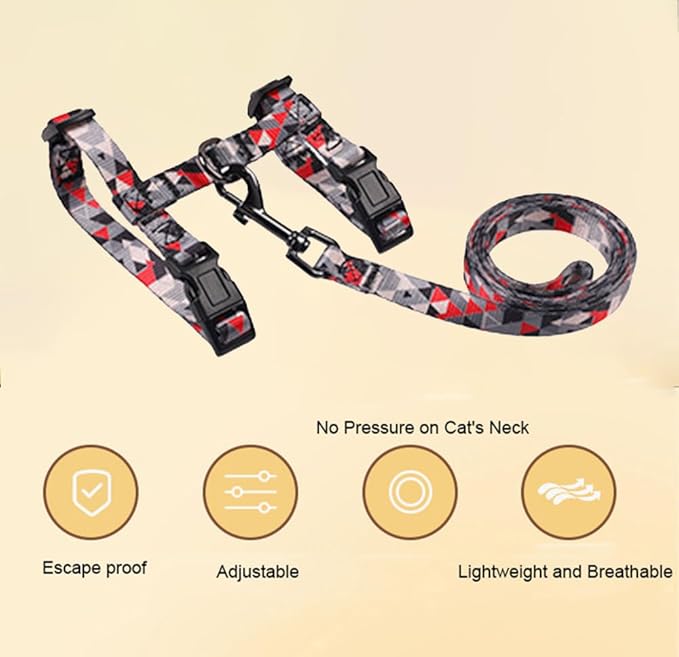 Cat Harness Escape Proof Cat Harness and Leash Set for Walking Soft Adjustable Kitten Harness for Small Large Cats(Multicolor1)