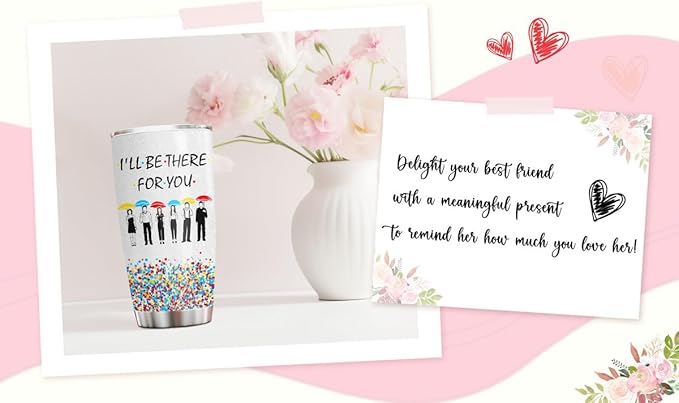 34HD Gifts for Friends, Friend Tumbler with Lid 20 oz Stainless Steel, Best Friend Cup, Friends Coffee Mug, Birthday Gifts for Women Men