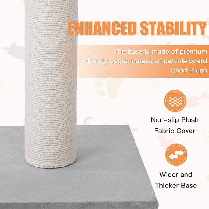 MumMarmot's Cat Scratching Post with Premium Sisal Rope 3.25Inch Large Diameter Scratcher Post for Indoor Cats Beige（25 inch）