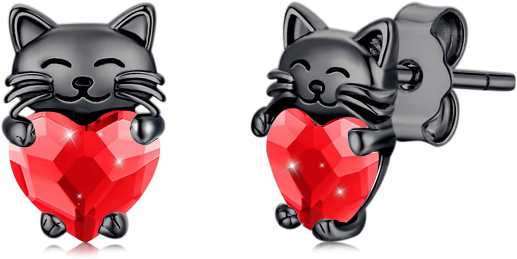 925 Sterling Silver Cat Earrings Cute Animal Kitten Stud Earrings cat Jewelry Gifts for Women Girls Hypoallergenic Earrings for Sensitive Ears