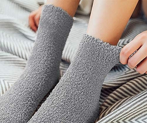 6 Pairs Womens Fuzzy Socks Winter Warm Soft Cozy Fluffy Microfiber House Sleeping Slipper Socks Christmas Gifts