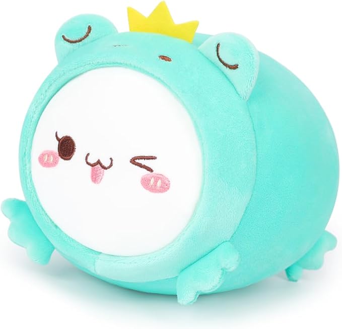 AIXINI Cute Cat Frog Plush Pillow 8” Kitten Froggy Stuffed Animal, Soft Kawaii Cat Plushie with Frog Outfit Costume, Hugging Plush Squishy Pillow Toy Gifts for Kids