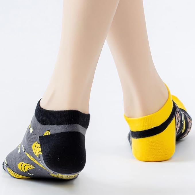 2 Pairs Funny Cartoon Animal Print Cotton Ankle Socks for Women Teens