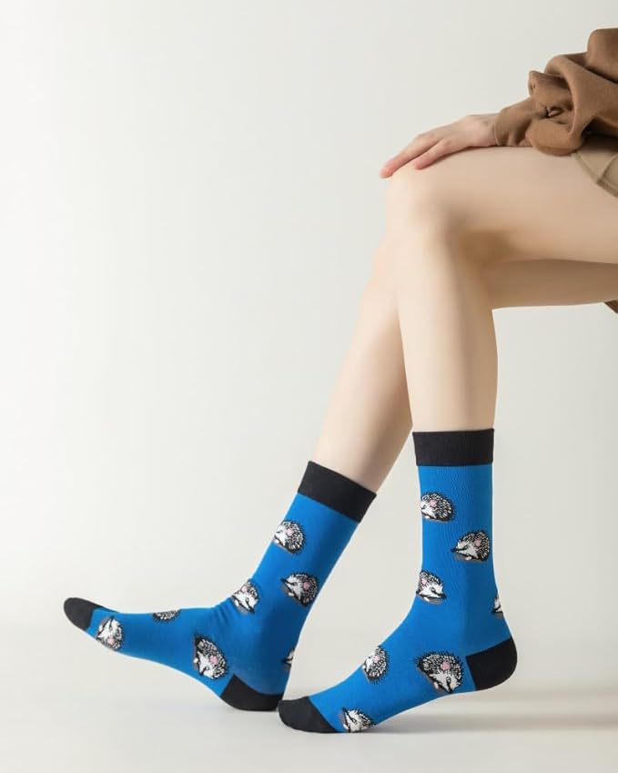 5 Pairs Cute Animal Crew Socks Fun Casual Cotton Calf Socks for Women