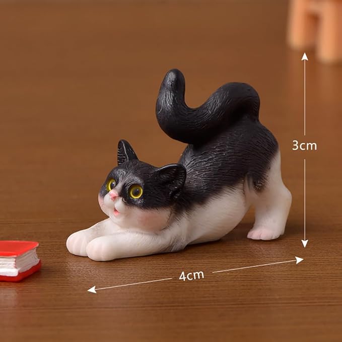 15 Pcs Cute Cat Animal Characters Toy Figure, Mniature Cat Collection Figurines Payset Mini Garden Decor Cake Toppers Automobile Decoration