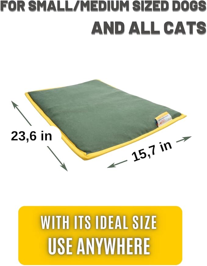 Cooling Heating Mat for Cat & Dog Small Medium Pet (16x24), 5 Layers Microwave Water Repellent No-Electric Thermal Pad Washable Non Slip Durable Solid Warming Gel Bed (Khaki)