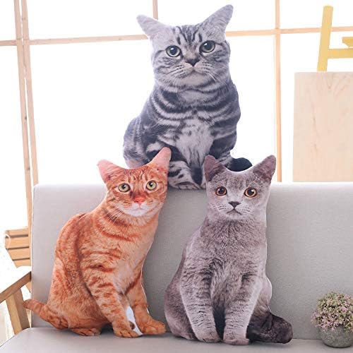 19.6'' Cat Throw Pillow - Plushie Cushion Doll 3D Simulation Cat Plush Stuffed Animal Cushion Pillow Toy for Kids, Sofa Chair Home Decor (Orange)