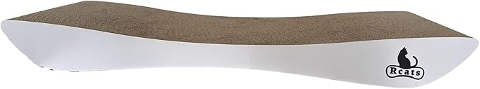 Cardboard Cat Scratching Board, Wavy Ramona Scratcher for Cats, medium, White/black