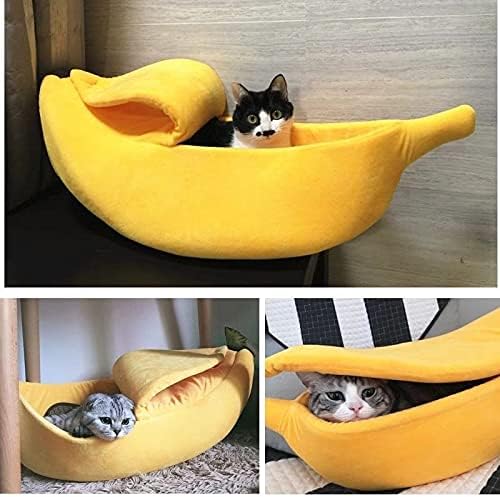 Banana Pet Bed Cute Funny Banana Bed Medium Size for Dogs, Indoor Cats, Small Animals, Christmas Pet Bed Lovely Pet Supplies for Cats Kittens