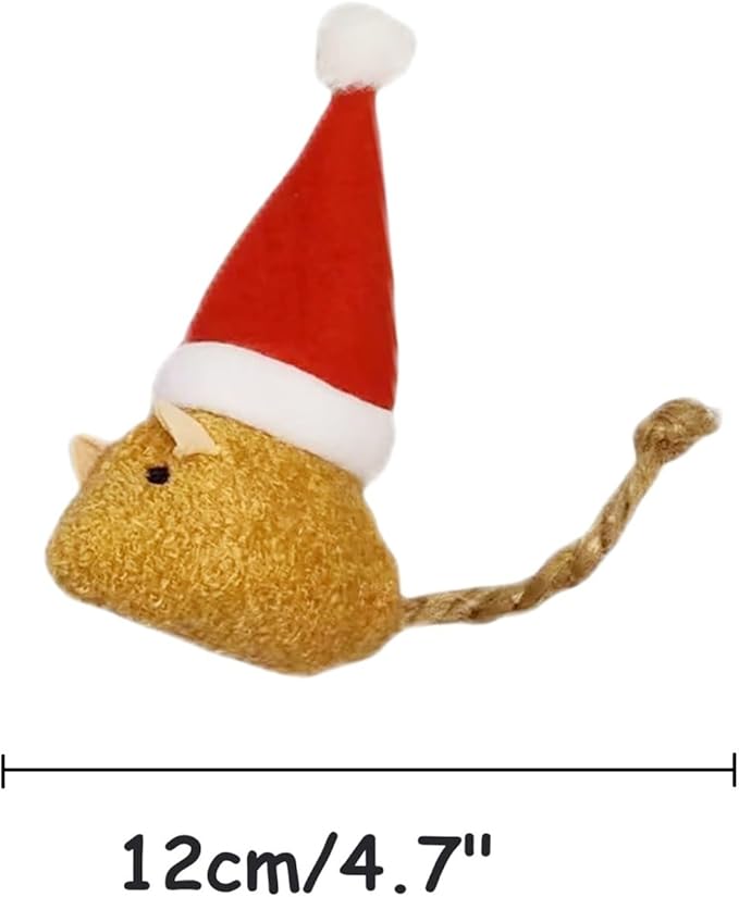 6-Pack Catnip Cat Mice Toys with Cute Christmas Hats - Holiday Cat Plush Toy Set for Cats & Kittens, Festive Interactive Catnip Mice for Indoor Cats, Durable & Fun Christmas-Themed Cat Toys-Style 2